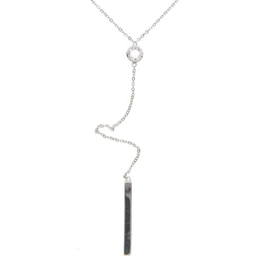 Circle Lariat Necklaces Skinny Bar Drop Delicate Gold 925 sterling silver Layering Drop, Long Y Necklace