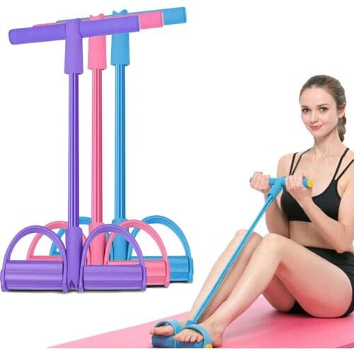 Multi-function tension rope Bands for exercises elastics tape Fitness Resistance Bands 4 Tube elastic Pedal Ankle Puller