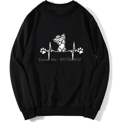 Fashion Yorkshire Terrier Heartbeat Female Hoodie Girls Men Spring Autumn Hoodies Sweater Streetwear Harajuku