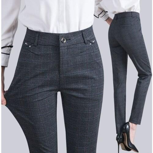 New Plaid Pants and Women Pants Spring and autumn Suit Pants Long High Waist Casual Straight Pants Female Trousers Plus Size 7XL
