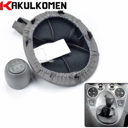 New Black Grey 5 Speed Gear Shift Knob With PU Leather Boot Cover Gaiter For Fiat Panda 2003-2012 500 500C