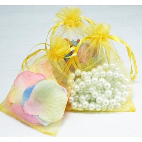 25x35cm (9.8"x13.7") Wholesales100pcs/Lot 25x35cm Gold Organza Gift Bags Pouch Jewerly Bags Wedding Gift Packaging Bags