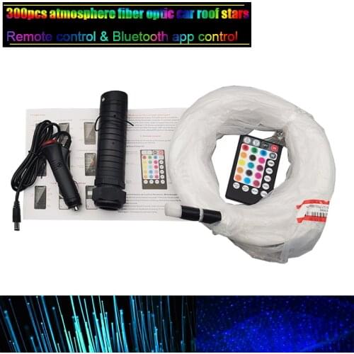 300pcs Fiber Optics Car Roof Star Lights DC12V 6W RGB LED RF Remote Control & APP Bluetooth Control