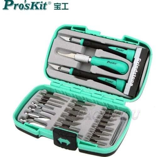 PD-395A ProsKit 30pcs Multifunction Knife Woodworking Tools Set For Carving Tools For DIY Wood Carving Solder Wire Cutting