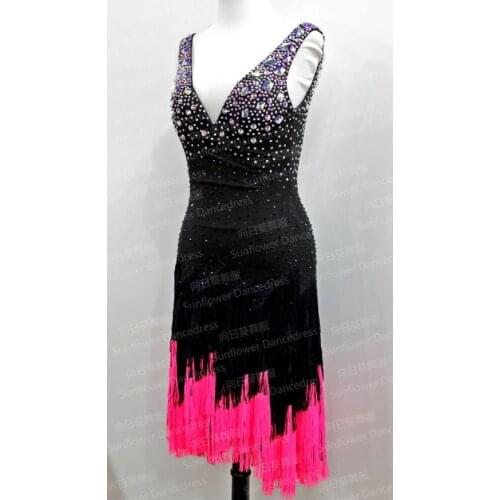 Latin dance dress women latin competition dance dress women latin dress black latin dance costume fringe latin dancewear