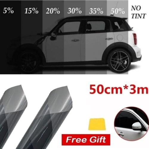 1 Roll 50cm X 3m 1/5/15/25/35 Percent VLT Window Tint Film Glass Sticker Sun Shade Film for Car UV Protector foils Sticker Films