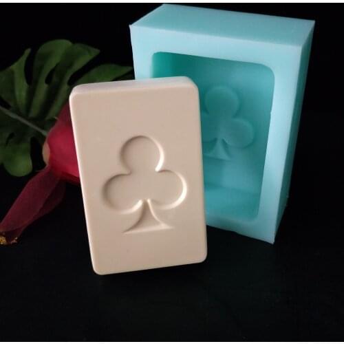 PRZY Silicone Mold Silicone Soap Molds DIY Handmade Soap Club Making Moulds Resin Clay Molds Rectangle Poker Card Club QT0226