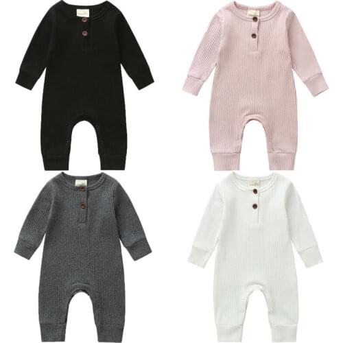 Pudcoco Baby Rompers Spring Autumn Clothing Newborn Infant Boy Girl Cotton Romper Knitted Ribbed Jumpsuit Solid Warm Clothing