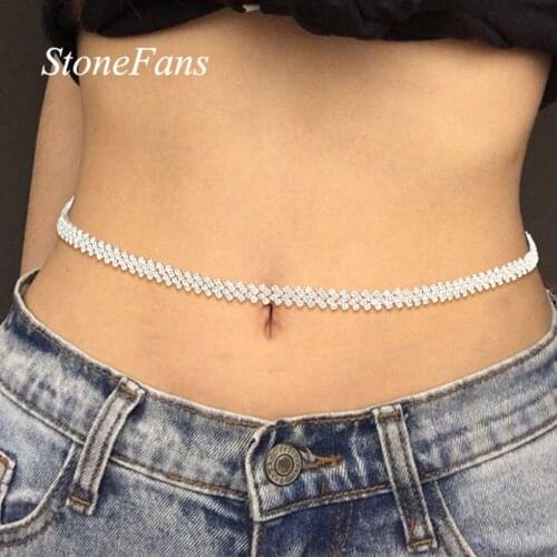 Stonefans Luxury Crystal Body Chain Bikini Harness Jewelry for Women Summer Sexy Rhinestone Accessories Lozenge Waist Chain Gift