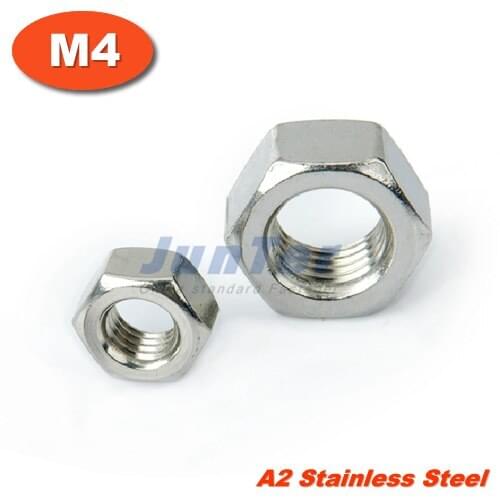 100pcs/lot DIN934 M4 Stainless Steel A2 Hex Nuts Metric