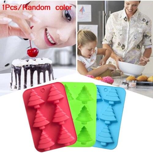 Christmas Tree Cake Mold Silicone 6 Holes Cookies Candy Ice Kitchen Mould Wax Baking Tray Chocolate Party Supplies Jelly Z7R3