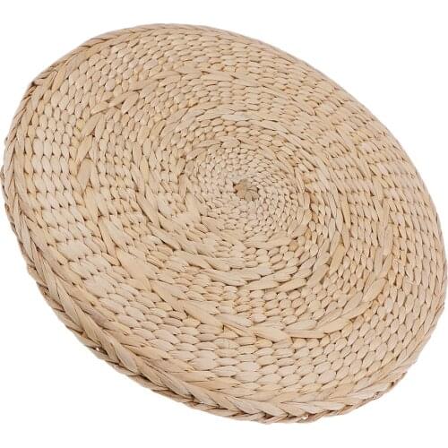 Tatami Floor Pillow Sitting Cushion,Round Padded Room Floor Straw Mat for Outdoor Seat(11.8 inch)
