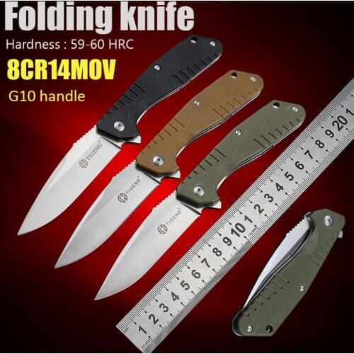 TIGEND knives 8Cr14Mov folding blade ball bearing pocket knives survival camping self defense edc tools G10 handle