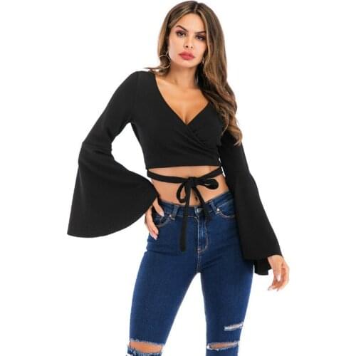 Crop Top T Shirt Women 2021 White Yellow Black Crop Top TShirt Tee Shirt Femme Long Sleeve Sexy Camiseta Mujer T-shirty Damskie