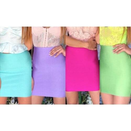 High Quality Bandage Mini Skirt Red Black Bandage Skirt Sexy Vintage Vestios Straight Skirt Solid Color