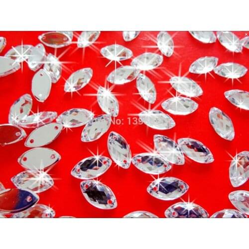 Zbroh Big promotion loose beads Silver 6*12mm 300pcs sew on Acryl crystal rhinestones accessory gemstone Navette shape