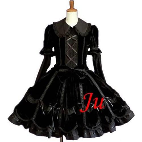Sissy Maid Gothic Lolita Punk Fashion Velvet Dress Cosplay Costume Tailor-made[CK607]
