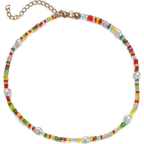 Bohemian Vintage Colorful Beads Chain Tassel Pearl Pendant Fashion Necklaces Jewelry For Women Elegant Accessories
