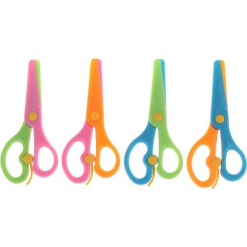 New 1 Pcs 13.7*6.3cm Mini Safety Round Head Plastic Scissors Student Kids Paper Cutting Supplies for Kindergarten School