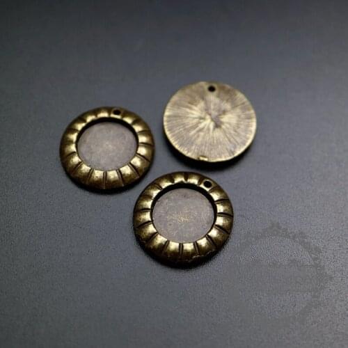 10mm round setting bezel vintage style antiqued bronze alloy DIY pendant charm tray supplies 1411180
