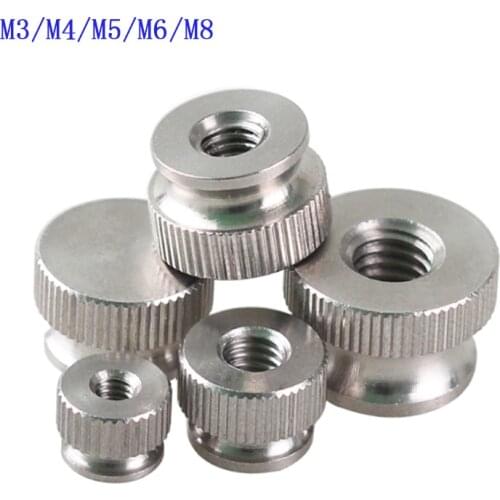 10pcs/lot M3 M4 M5 M6 M8 Stainless Steel Knurled Head Thumb Nuts Blind/Through Hole High Type Grip Knob Nuts