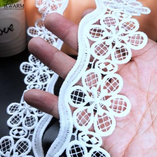 10yard 5.3cm Plum Blossom Arc Sewing Trim African Lace Fabric Water Soluble Milk Silk Embroidery Curtain Wedding Accessories