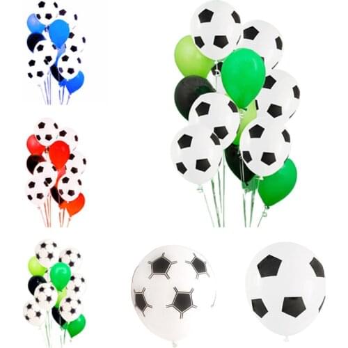 12pcs Football Theme Party Latex Balloons Happy Birthday Cake Topper Flage For Kids Childrens Toys Boy Soccer Balls Decoration