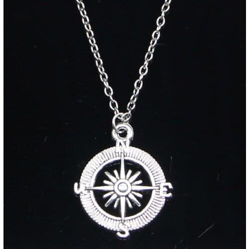 20pcs New Fashion Necklace 24mm compass Pendants Short Long Women Men Colar Gift Jewelry Choker