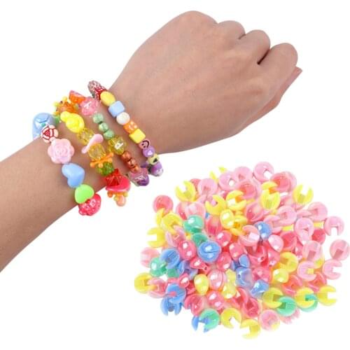 200pcs/Bag Craft Loose Bead Fresh Colors Two Parts DIY Charms Unique Ring Jewelry Making Splicing Beads Charm Supplies