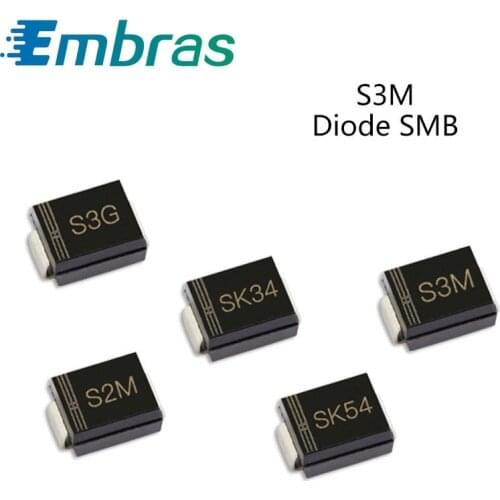 50Pcs SMD Rectifier Diode S3MBF S2M S3M SK34 SK36 S3G SK54 3A 50V 100V 200V 400V 600V 800V 1000V DO-214AA SMB