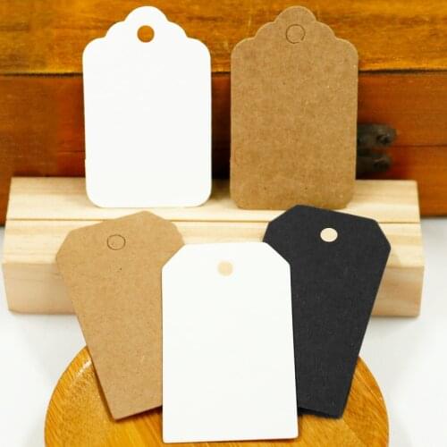 500pcs Kraft Paper Tags DIY Blank White Black Gift Card for Wedding Birthday Party Decoration Cookie Packaging Hang Tags 3x5cm