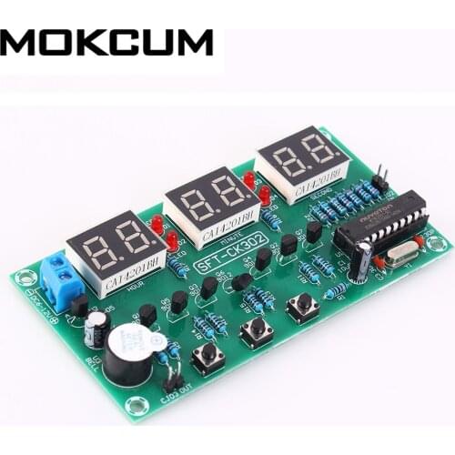 6 Bit DC 6V-12V LED Electronic Clock Module Alarm Clock Countdown Stopwatch Multi-function Digital Electronic Clock Board