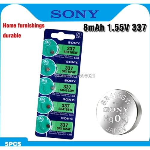 5pcs/lot Sony Original 1.55V 337 SR416SW Silver Oxide Watch Battery 337 SR416SW Button Coin Cell For Watch Electric Toys