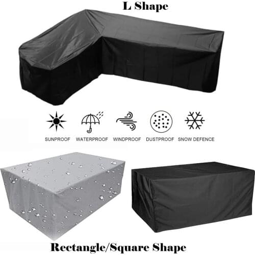 Black/Silver Outdoor Waterproof Garden Furniture Cover Rain-proof Oxford Cloth Furniture Dustproof Cover For Rattan Table Sofa