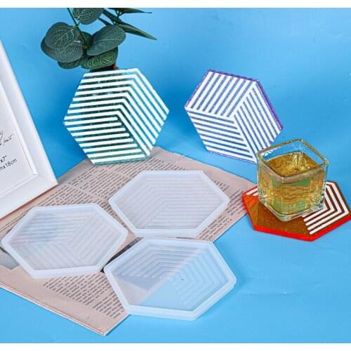 DIY Crystal Epoxy Glue Drop Mold Geometric Stripe Coaster Silica Gel Mold Handmade crafts Resin Mold Table Decoration