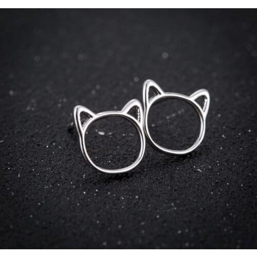 Shuangshuo Ethnic Earrings 2017 Cat Head Stud Earrings for Women Fashion Earrings Animal Jewelry Earring Female oorbellen S168