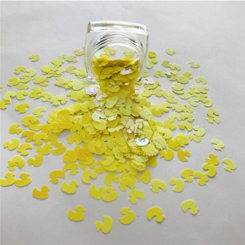 PrettyG 10g-200g Fluorescent Yellow Duck Shaped Pearl Iridescent Glitter Sequins Craft Nail Makeup Decoration Accessories C50R