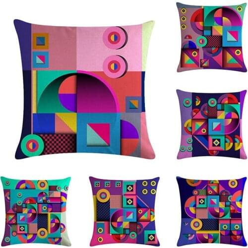 Cotton Linen Colorful Geometric Style Cushion Cover Claus Home Decorative Pillows Cover Couch Pillows Pillows Decor Home