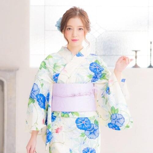 New Japanese Traditional Kimono Formal Dress Yukata Women Firework Festival Travel Cloth Cotton Cosplay Clothing With Belt
