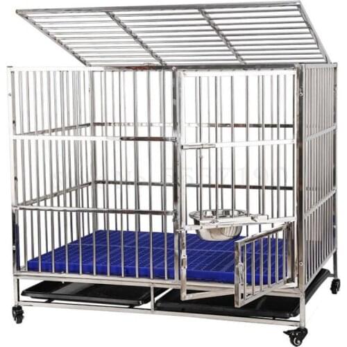 598 Stainless Steel Dog Cage Live Bottom Small Medium Large Dog Pet Cage Golden Retriever Labrador Satsuma Indoor With Toilet