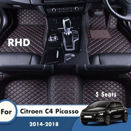 RHD Carpets For Citroen C4 Picasso 5 seats 2018 2017 2016 2015 2014 Car Floor Mats Custom Car Interior Decoration Accessories