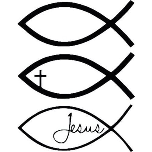 Beautiful JESUS FISH Car Stickers and Decals Fun Fish Cross Car Stickers Motorcycle Car Styling Black/white Sunscreen Waterproof