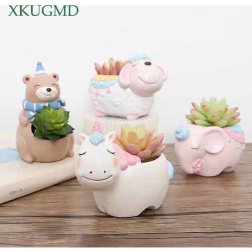 Hot New Product Cartoon Resin Succulent Indoor And Outdoor Unicorn Plant Pot Balcony Flower Pot Home Decoration Ornaments