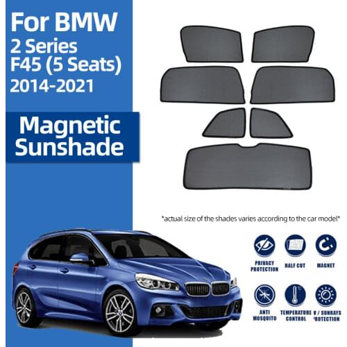 For BMW 2 Series 5 Seats F45 2014-2021 Car Sun Shade Cover Uv Shield Front Black Windows Magnet Interior Frame Vehicle Curtain