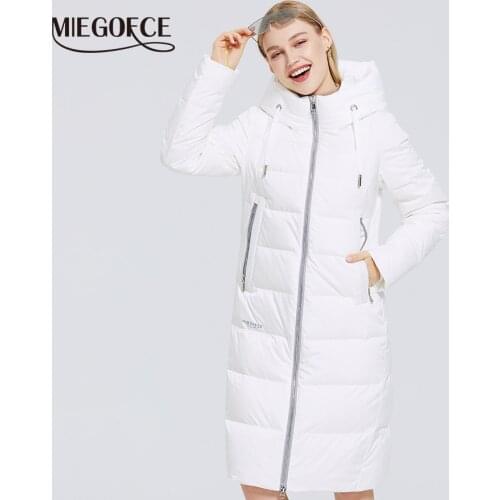 MIEGOFCE 2020 New Winter Womens Jacket Long Warm Down Jacket Stand-up Collar With a Hood Cold Warm Down Coat Windproof Parkas