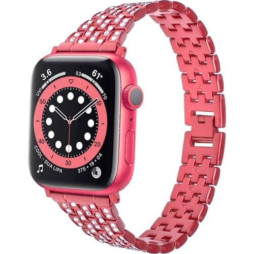 Fashion Woman Luxury Stainless Steel Jewelry Rhinestone Bracelet For Apple Watch Band 38mm 40mm 42mm 44mm iWatch Strap 4 5 6 SE