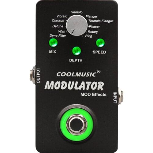 COOLMUSIC A-ME01 Electric Guitar Digital Modulator Effect Pedal with 11 Modulation Effects True Bypass Full Metal Shell black