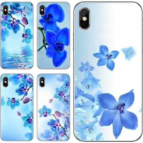 Soft TPU Covers Blue Orchid Flower Artwork For Huawei Honor 6 6A 7 7X 7A 7C 8 8C 8X 9 9X 10 10i 20 Lite Play Pro