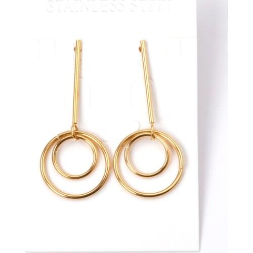 New 2020 Trendy Style Round Circle Drop Earrings Wholesale Stainless Steel Earring Fashion Jewelry Party Collier