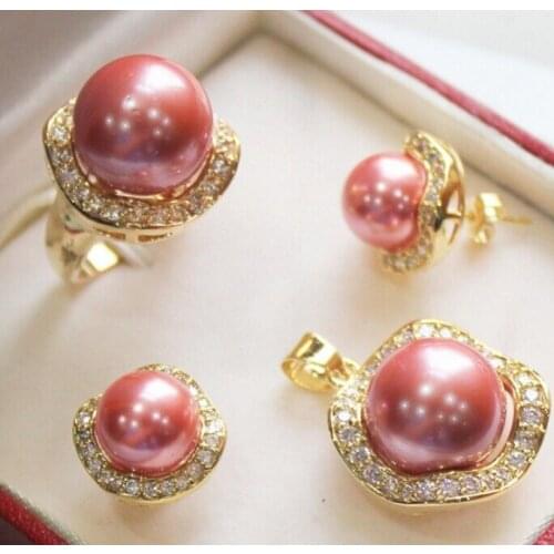 New Inlay Crystal Pink shell Pearl Pendants Free chain AAA shipping free